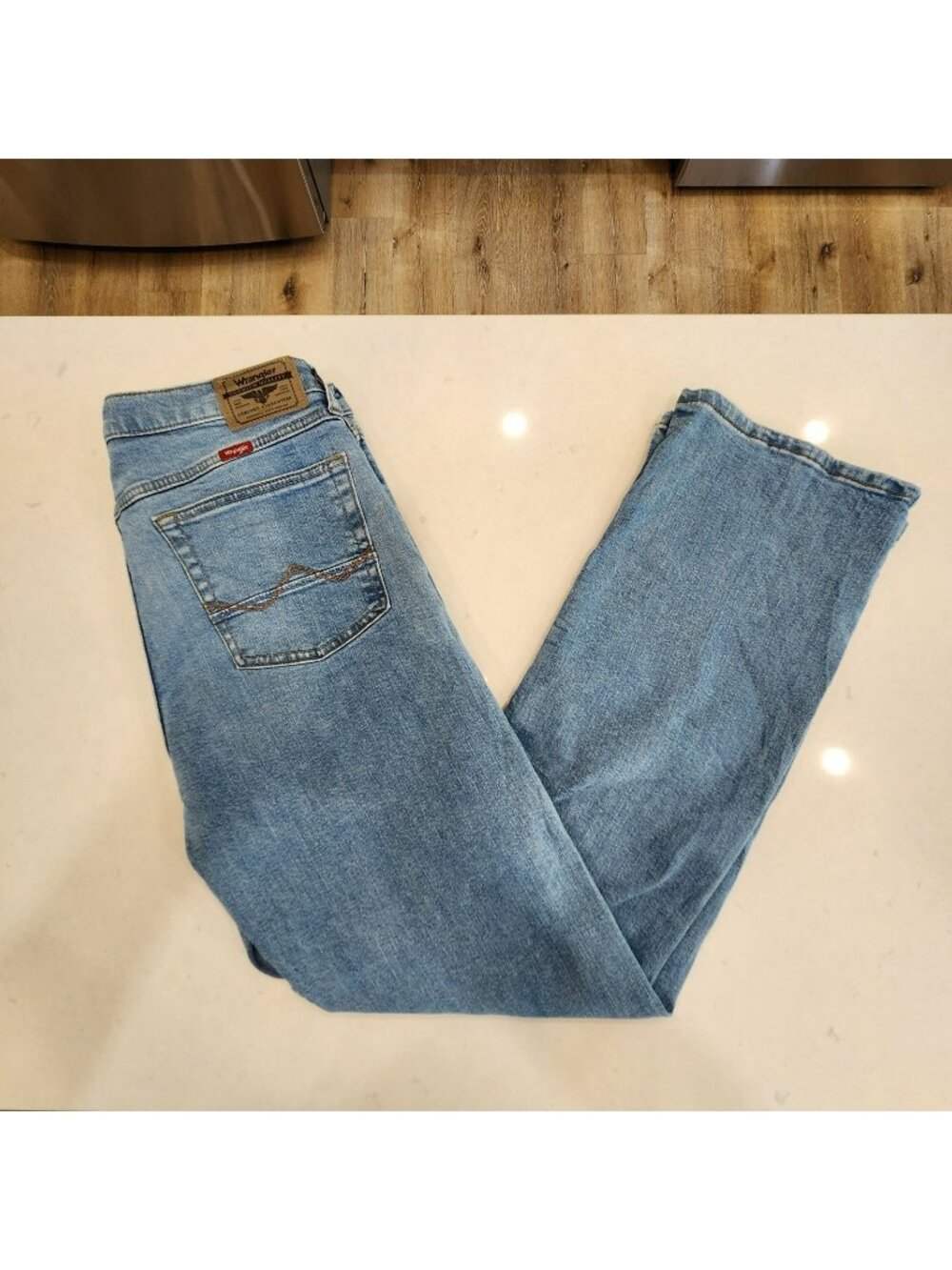 Wrangler Relaxed Boot Jeans Mens 32x32 Blue Light Wash Bootcut Denim Pants Rodeo